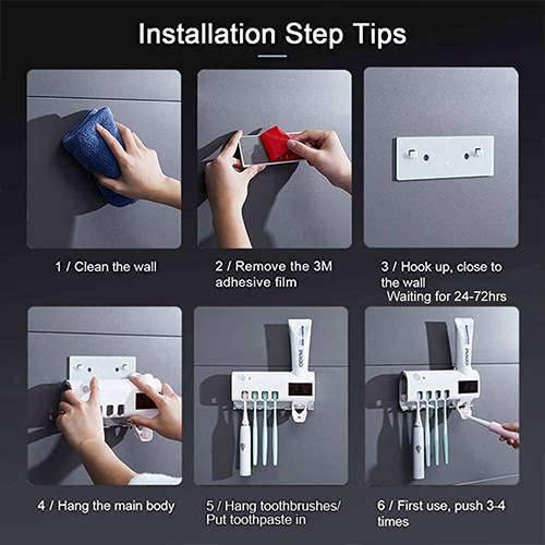 Smart Toothbrush Sterilizer Wall-Mounted UV Sterilizing Toothbrush Holder