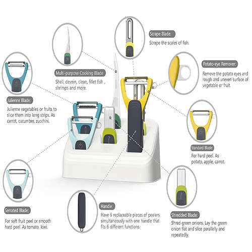 Stainless Steel Peeler 6-in-1 Multifunctional Peeler Set