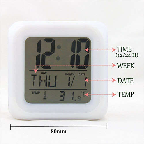 LED Digital Alarm Clock 7 Color Changing Desk Table for Office Bedroom (Multi-Color)