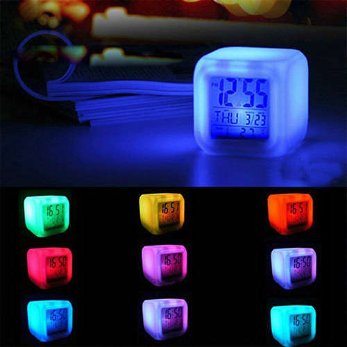 LED Digital Alarm Clock 7 Color Changing Desk Table for Office Bedroom (Multi-Color)