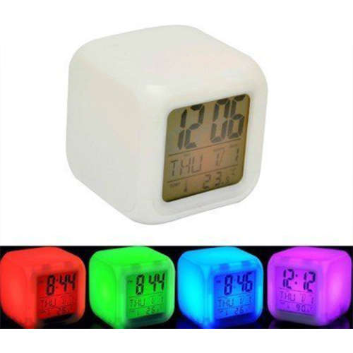 LED Digital Alarm Clock 7 Color Changing Desk Table for Office Bedroom (Multi-Color)