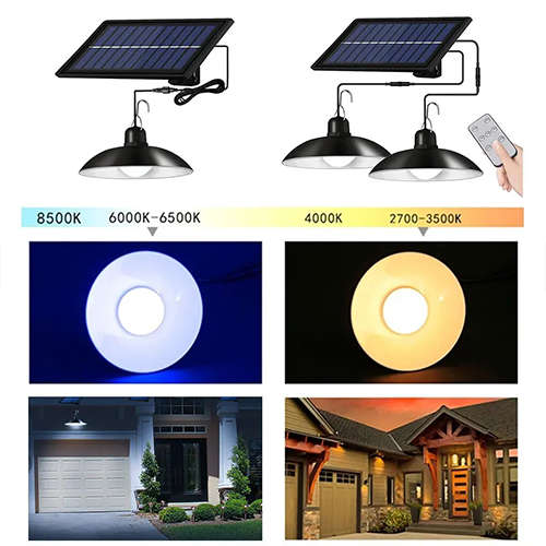 Led Double-Head Solar Chandelier Waterproof Outdoor Courtyard