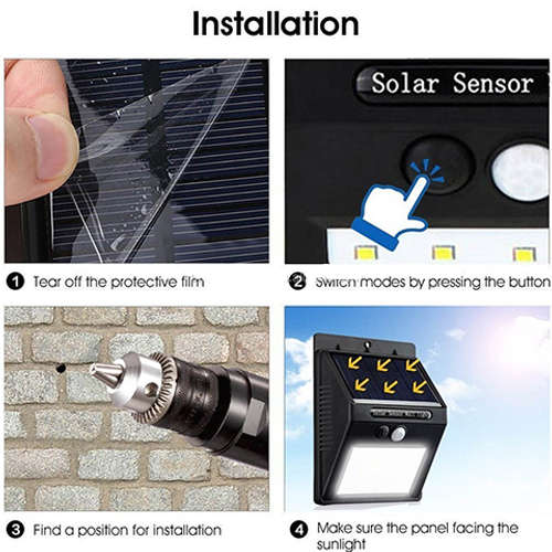 LED Solar PIR Motion Sensor Security Wall Garden Outdoor Light