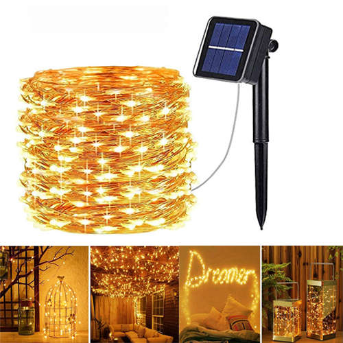 10M Solar LED Light Waterproof Copper Wire Fairy Lights Christmas Decoration Outdoor Garden Fairy St