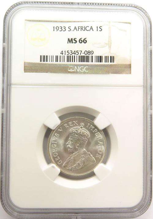 South Africa 1/-  1933.  MS66.  THE FINEST.   NGC Graded