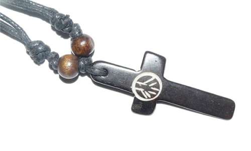 Imitation Tibetan Bone Peace Sign Cross necklace