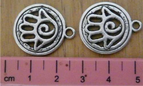 2 pc Round Hamsa Charm