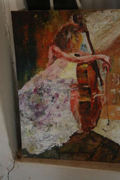 The Cello player  Oil on Board Get your painting while the artist is still affordable