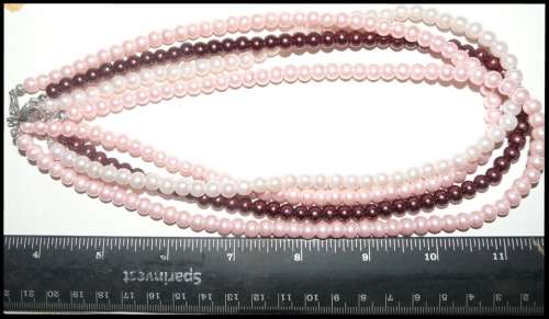4 pc Beautiful Pink Faux Pearl Necklaces