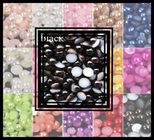 50 pc Black Half Flatback Pearl 5 mm