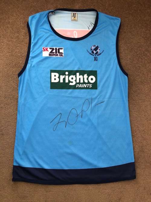 World XI Player Worn & Signed Training Vest (Faf Du Plessis)