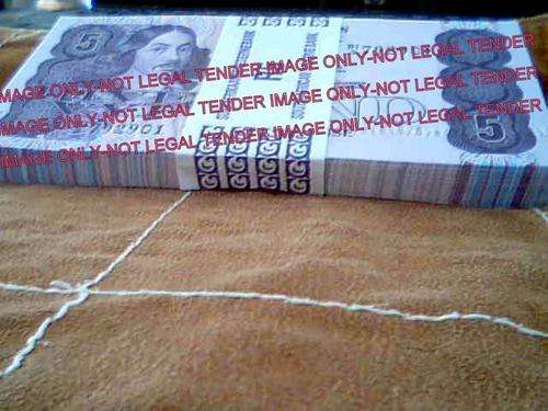 TW de Jongh 4th Issue five rand notes banded full pack of 100 uncirculated notes in sequence