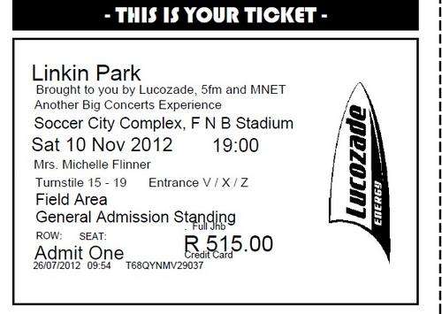 Linkin Park JHB general standing ticket