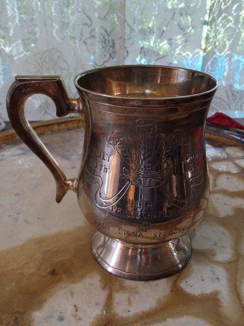 Metal tankard commemorating the wedding of the Duke of Wales and Diana Spencer
