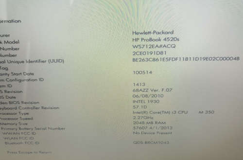 HP Probook 4520s****Please Read****