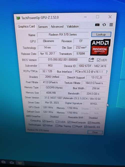 MSI Radeon RX 570 4GB DDR5