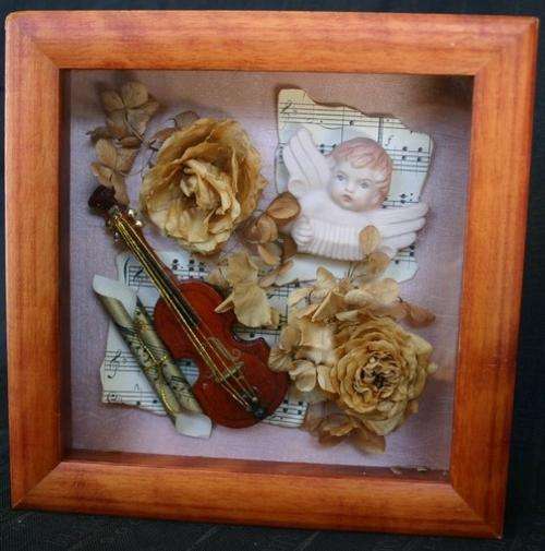 Gorgeous Box Framed Dried Flowers With A Musical Theme