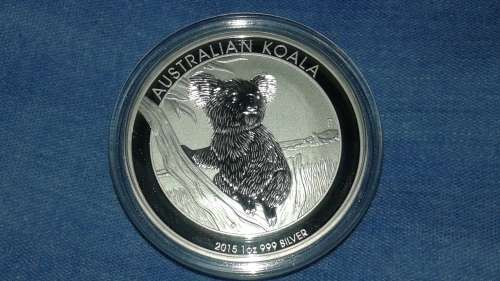 2015 AUSTRALIAN SILVER KOALA 1oz FINE SILVER COIN IN CAPSULE