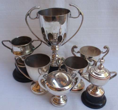 VINTAGE - INTERESTING OLD MIXED LOT OF SILVER PLATED TROPHIES - GOOD PRICE!!!