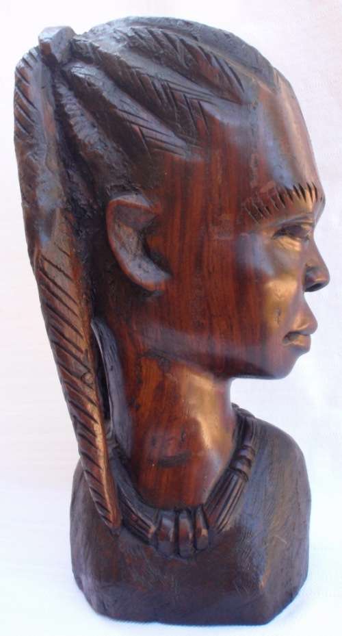 BEAUTIFUL AFRICAN CARVING - WOMAN WITH BRAIDED HAIR - FABULOUS ARTISTRY - BARGAIN PRICE
