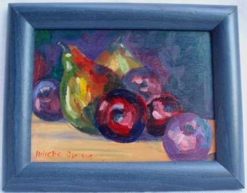 VIBRANT ORIGINAL OIL 'PURPLE PLUMS' SIGNED - VERY GOOD PRICE!!!