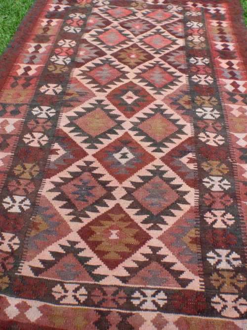 LOVELY OLD KELIM - SHADES OF DEEP BURGUNDY - NICE SIZE - GOOD PRICE!!!