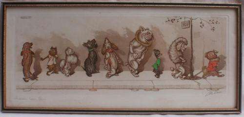 VINTAGE - HILARIOUS 'DIRTY DOGS OF PARIS' HAND EMBELISHED AND SIGNED BY THE ARTIST - COLLECTABLE!!!