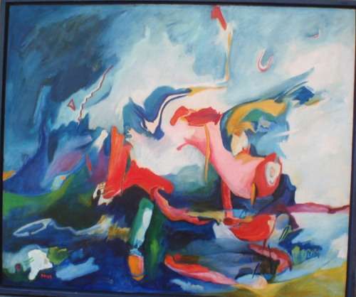 EXCITING ORIGINAL ABSTRACT PAINTING - by ARTIST, BARBARA PRICE - WELL FRAMED - BARGAIN AT THIS PRICE