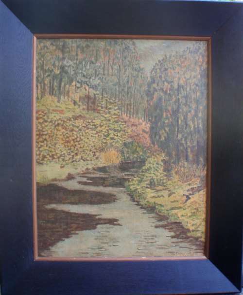 VINTAGE - ORIGINAL IMPRESSIONIST LANDSCAPE IN GORGEOUS OAK FRAME - SO MUCH CHARACTER