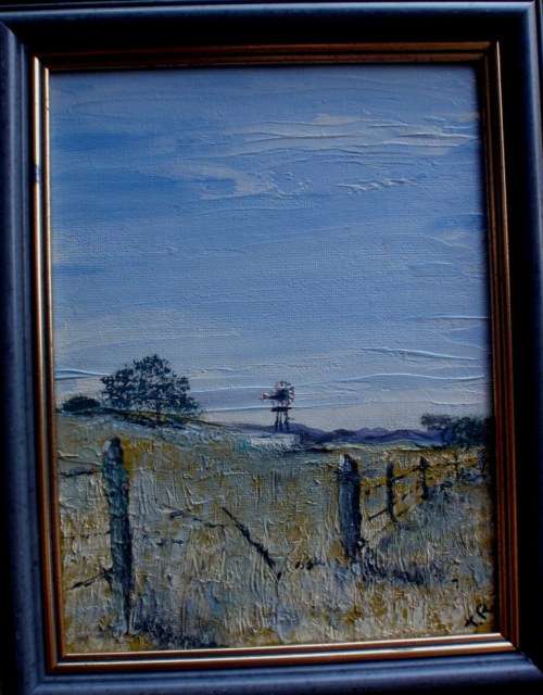 ORIGINAL OIL PAINTING by TONY REED 'BEKSLANER'- LANDSCAPE OF FARM WITH WINDMILL