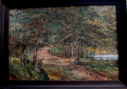 ANTIQUE - BEAUTIFUL OLD PAINTING OF 'COUNTRY ROAD' SIGNED D.B.1912.  ABSOLUTELY LOVELY!!!