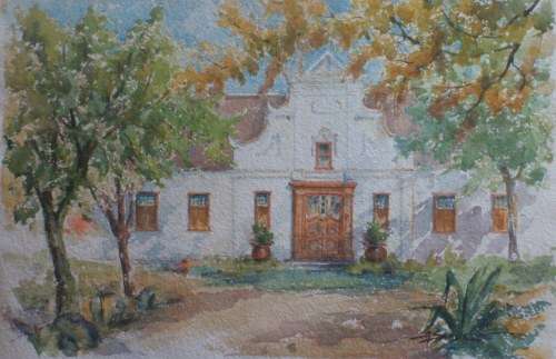 VINTAGE:  FABULOUS ORIGINAL WATERCOLOUR by THE LATE, ANDRE SALESSE - CAPE - VREDE EN LUST 1978