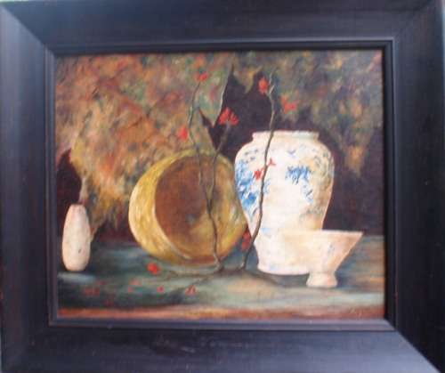 VINTAGE: FASCINATING ORIGINAL OIL PAINTING by MARY DUTTON - RICH OILS IN AUTHENTIC OLD FRAME!