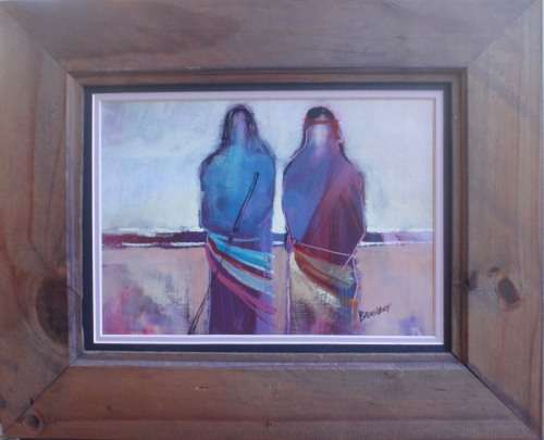 STRIKING ORIGINAL by BADENHORST "WARRIORS" IN NATURAL WOOD FRAME - ATMOSPHERIC ART!!!