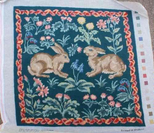 SET OF FOUR NEWLY COMPLETED TAPESTRIES (LOOSE) GORGEOUS SET CUSHION SIZE