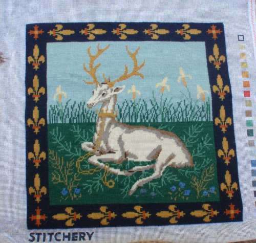 SET OF FOUR NEWLY COMPLETED TAPESTRIES (LOOSE) GORGEOUS SET CUSHION SIZE