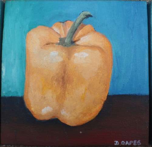 A SET OF THREE ORIGINAL OILS ON CANVAS `COLOURED PEPPERS` - ON STRETCHER FRAMES READY TO HANG!