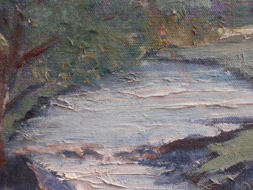 ORIGINAL OIL PAINTING by LYNNE SZLOVAK "SERENITY" LANDSCAPE PALETTE KNIFE - LOVELY PIECE!
