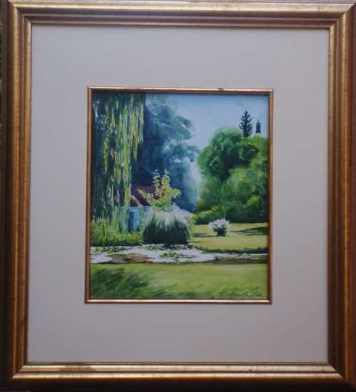 JEWEL-LIKE ORIGINAL WATERCOLOUR PAINTING by EVELYN ANA, OASIS THREE SISTERS - SIGNED AND DATED 1997