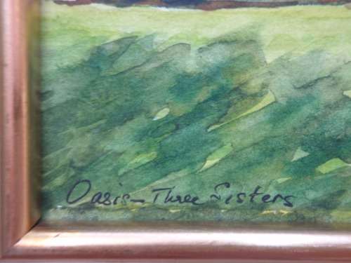 JEWEL-LIKE ORIGINAL WATERCOLOUR PAINTING by EVELYN ANA, OASIS THREE SISTERS - SIGNED AND DATED 1997