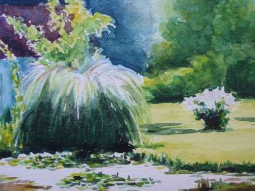 JEWEL-LIKE ORIGINAL WATERCOLOUR PAINTING by EVELYN ANA, OASIS THREE SISTERS - SIGNED AND DATED 1997