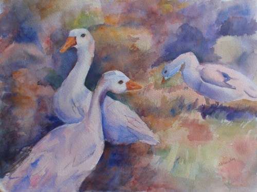 ORIGINAL PAT CROSSLEY WATERCOLOUR "FARM LIFE" BEAUTIFULLY PAINTED ON GOOD QUALITY WATERCOLOUR PAPER