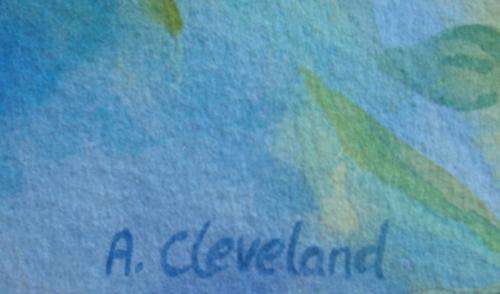 FABULOUS ORIGINAL ACLEVELAND ORIGINAL WATERCOLOUR PAINTING `SUNNY YELLOW WITH SKY BLUE`