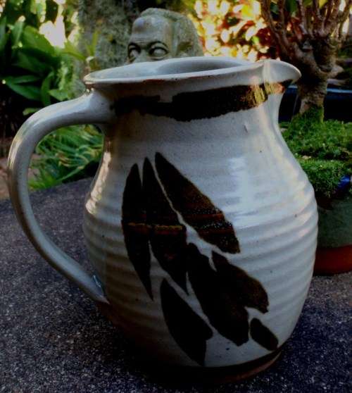 BEAUTIFUL AND ARTY STUDIO POTTERY - LARGE HAND PAINTED JUG