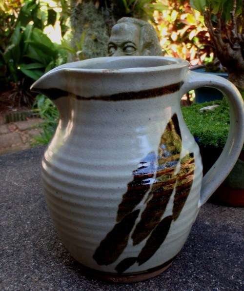 BEAUTIFUL AND ARTY STUDIO POTTERY - LARGE HAND PAINTED JUG