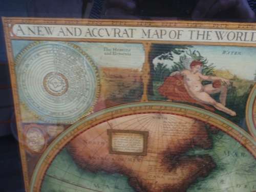 AMAZING `MAP OF THE WORLD`  HAND PAINTED BY `THE VICTORIA STUDIO` COPY OF MAP 1626! GOOD CONDITION