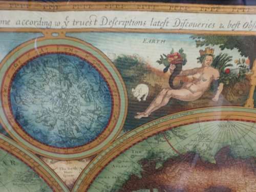 AMAZING `MAP OF THE WORLD`  HAND PAINTED BY `THE VICTORIA STUDIO` COPY OF MAP 1626! GOOD CONDITION