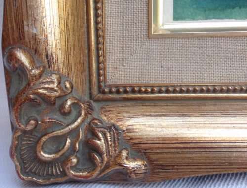 GORGEOUS LITTLE ORIGINAL WATERCOLOUR  IN FABULOUS ORNATE FRAME, SIGNED 'GILL' "YELLOW DAISIES"
