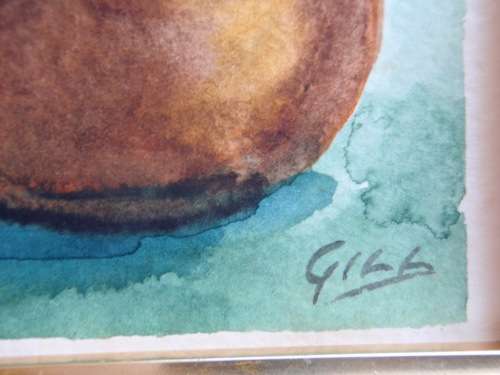 GORGEOUS LITTLE ORIGINAL WATERCOLOUR  IN FABULOUS ORNATE FRAME, SIGNED 'GILL' "YELLOW DAISIES"