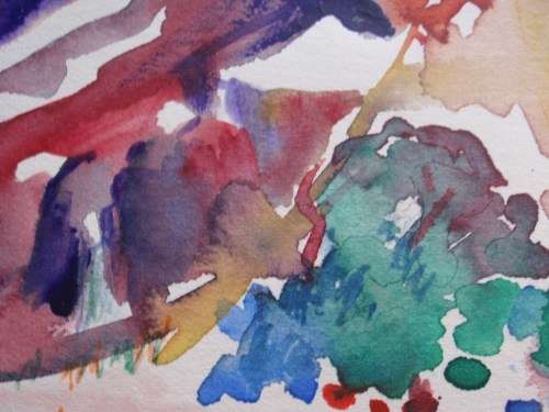 FABULOUS ORIGINAL WATERCOLOUR by PAT CROSSLEY `INSPIRED LANDSCAPE` - LOVELY ABSTRACT PIECE!